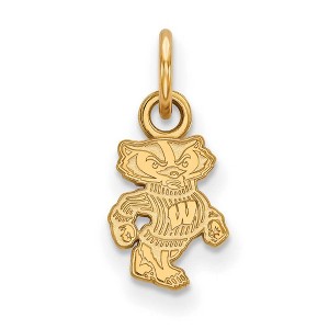Black Bow Jewelry 10k Yellow Gold Wisconsin Badgers NCAA Extra Small Pendant - 1 of 3