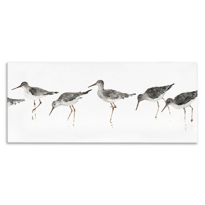 Stupell Industries Beach Bird Sandpipers Minimal Grey White Painting