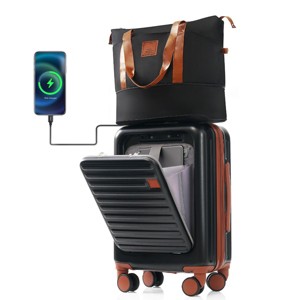 Carry On Luggage with USB Port and Cup Holder, 2-Piece Expandable Travel Set for Airplane Use, 20 Inch Tote Combo - Cuddlewood - 1 of 4