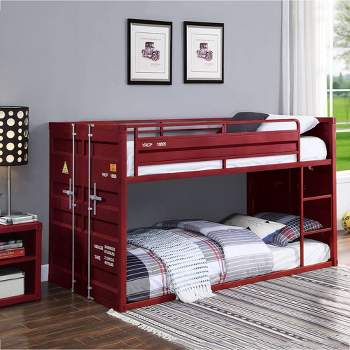 80"Twin/Twin Bunk Bed Cargo Loft and Bunk Bed Red Finish - Acme Furniture