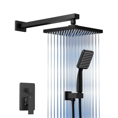 8 inch Shower Head Hand Held Shower Head Bathroom Luxury Rain Mixer Shower Complete Combo Set Wall Mounted (Valve Included)