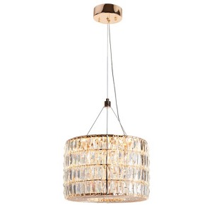 LNC Brusmogan 6-Lights 11.8" Luxury and Glam Crystal Cylinder LED Kitchen Island Lightsing,Gold - 1 of 4