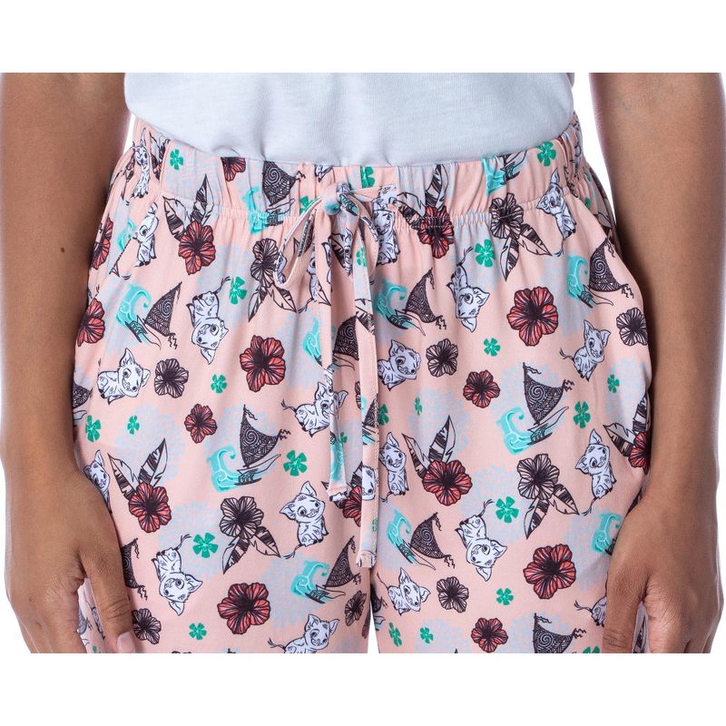 Disney Women's Moana Pua the Pig Super Soft Loungewear Pajama Pants Pink, 3 of 5