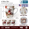 Fancy Farmhouse Holiday Set of 4 Ceramic Mugs with Real Gold Trim, Rustic Christmas Kitchen Coffee Cup Decoration| OrnamentallyYou - 2 of 4