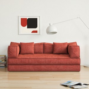 Kumasinova 78.8" Modular Pudding Block Sofa,Floor Sofa Bed with Removable Backrest,Washable Corduroy Cover,Compression Sofa for Living Room,Bedroom - 1 of 4