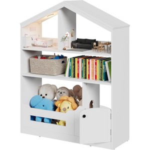 Kids Bookshelf, Toy Storage Organizer, Wooden Kids Bookcase with Motion Sensor Light, Dollhouse Bookcase for Playroom Bedroom Nursery Classroom - 1 of 4