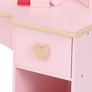 Wooden Makeup Vanity Set with 3 Drawers and Mirror, Suitable for Ages 3-9 - 1 of 4