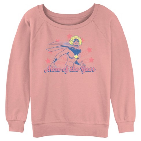 Junior s Women Marvel Captain Marvel Mom of the Year Sweatshirt Desert Pink Small