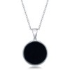 Bella Silver Sterling Silver, CZ North Stars Round Onyx 18" Pendant Necklace - Black - 2 of 3