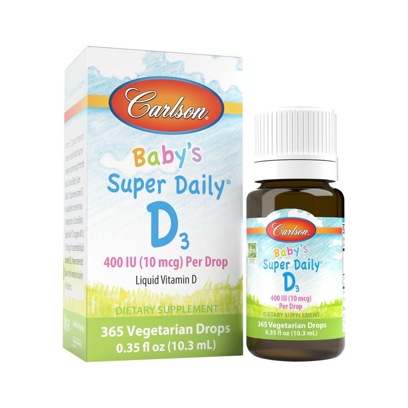 Carlson - Baby's Super Daily D3, Vitamin D Drops, 400 IU (10 mcg) per Drop, Vegetarian, Unflavored, 1 of 7