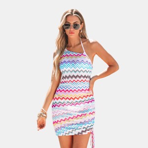 Women's Vibrant Zigzag Print One-Shoulder Beach Cover Up Dress - Cupshe - 1 of 4