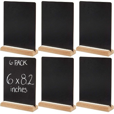 Juvale Mini Tabletop Chalkboard Signs with Wood Base (6 Pack), 6 X 8 inches