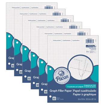 Pacon® Graphing Paper, White, 3-Hole Punched, 1/4" Quadrille Ruled, 8" x 10-1/2", 80 Sheets Per Pack, 6 Packs