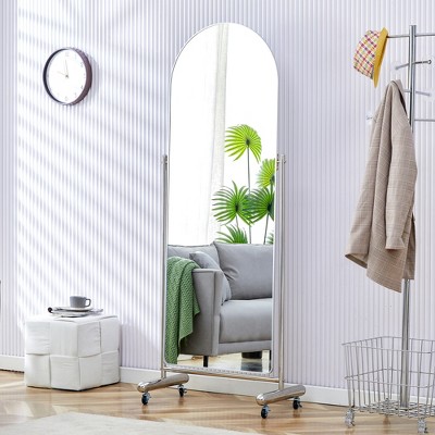 FURNIinspire Full Length Mirrors Full Body Mirror with Pulley, Bedroom Foyer, Clothing Store Floor Standing Mirror, Silver 23"*15.3"*63"
