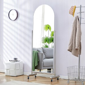 FURNIinspire Full Length Mirrors Full Body Mirror with Pulley, Bedroom Foyer, Clothing Store Floor Standing Mirror, Silver 23"*15.3"*63" - 1 of 4