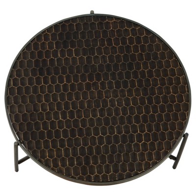 Doraley Round Brown and Gray Wood Metal Coffee Table