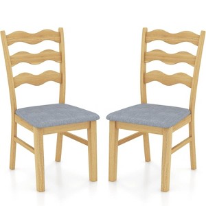 ADILE Wooden Dining Chairs Set of 2, Rubber Wood Kitchen Chair with Padded Seat & Hollowed Backrest - 1 of 4