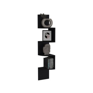 SEVOBAL Decorative Bookshelf Corner Shelf Modern Full Wall Design with Multiple Shelving for Living Room, Black, 9.8"*9.8"*51.5" - 1 of 4