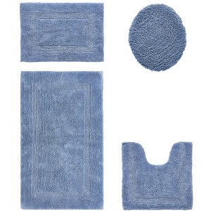 Lux Premium 100% Cotton Tufted Solid Reversible 4 Piece Bath Rug Set – Ultra-Soft, Water-Absorbent, Durable, Machine Washable Bathroom Rug - 1 of 4