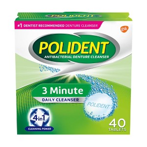 Polident 3 Minute Antibacterial Denture Cleanser Tablets, 40 Ct - 1 of 4