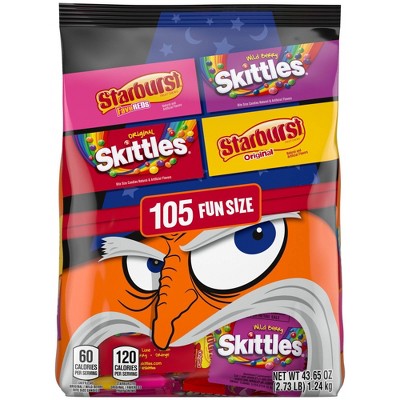 Starburst, Skittles Halloween Candy Bulk Fun Size Fruity Variety Bag - 43.65oz/105ct