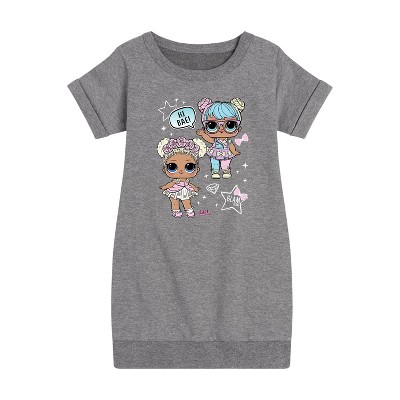 - LOL Surprise! - LOL Hi Bae! Graphic Short Sleeve Fleece Dress
