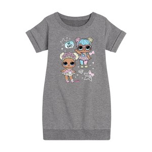 Girls' - LOL Surprise! - LOL Hi Bae! Graphic Short Sleeve Fleece Dress - 1 of 4
