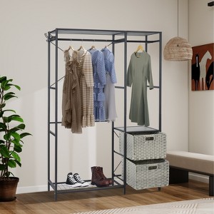 Aortzio Closet Rack With 2 Wicker Drawers And Storage Shelves,Heavy Duty Garment Rack Coat Rack Closet Organizer - 1 of 4