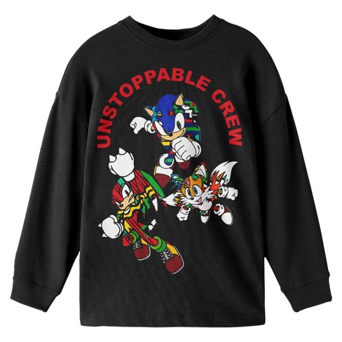 Sonic The Hedgehog Unstoppable Crew Boy's Black Sweatshirt-XS