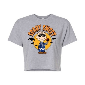 Women's - Peanuts - Scary Sweet Cropped Graphic T-Shirt - 1 of 4