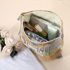 Unique Bargains Women's Floral Zipper Makeup Bags and Organizers Orange Beige - 2 of 4