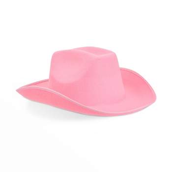Zodaca Felt Cowboy Hat for Women, Western Pink Cowgirl Hat for Halloween Costume, Birthday, Bachelorette Party, Adult Size