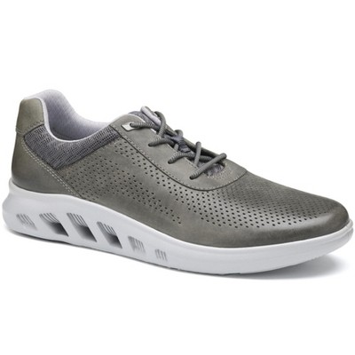 Johnston & Murphy Men's Move Perfed U-Throat  Shoe, Gray Oiled Full Grain, Size 8.5