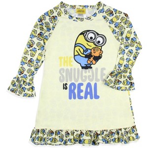 Despicable Me Toddler Girls' Minions Snuggle Sleep Pajama Dress Nightgown Off-White - 1 of 4