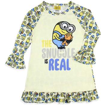 Despicable Me Toddler Girls' Minions Snuggle Sleep Pajama Dress Nightgown Off-White