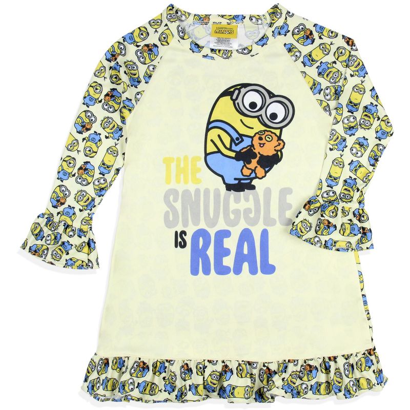 Despicable Me Toddler Girls' Minions Snuggle Sleep Pajama Dress Nightgown Off-White, 1 of 5