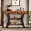 Hommoo Console Table with Storage Shelves Rustic Brown - 2 of 4
