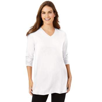 Woman Within Women's Plus Size Perfect Long-Sleeve V-Neck Tunic
