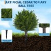 24 Inch Artificial Cedar Topiary Ball Trees Set of 2,Faux Cypress Plants with Ground Spike,UV Resistant,Decor Fake Shrubs for Indoor Outdoor Garden - 4 of 4