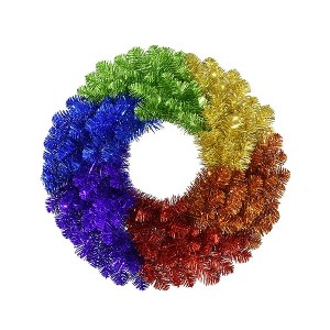 Kurt Adler 24-inch Unlit Foil Rainbow Wreath - 1 of 4