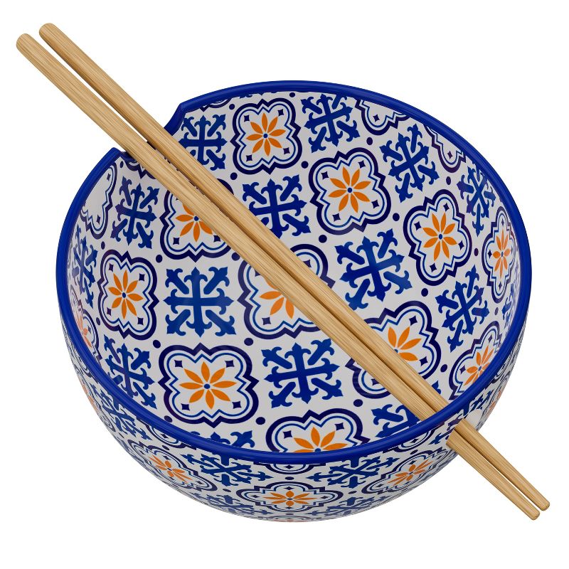 American Atelier Stoneware Ramen Bowl with Chopsticks, Set of 2, Udon Noodle Bowls, Soup Bowl for Kitchen, 6" D 21 Oz, 5 of 8