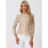 Allegra K Women's Lace Long Sleeve Keyhole Back Ruffle Neck Floral Blouse - 2 of 4