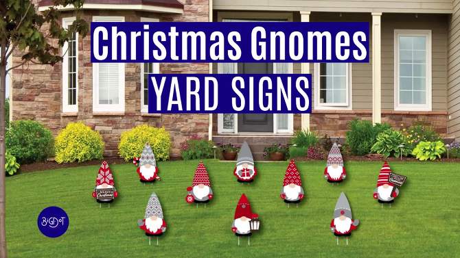Big Dot of Happiness Christmas Gnomes - Lawn Decorations - Outdoor Holiday Party Yard Decorations - 10 Piece, 2 of 10, play video