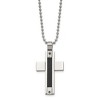 Black Bow Jewelry Stainless Steel Black Wire and Black Diamond Cross Necklace - 24 Inch - 2 of 4