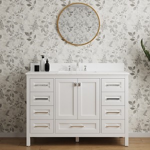 Vanity Sink Combo Mid-Century Bathroom Sink Cabinet Freestanding Single Bathroom Vanities With Marble Countertop - 1 of 4