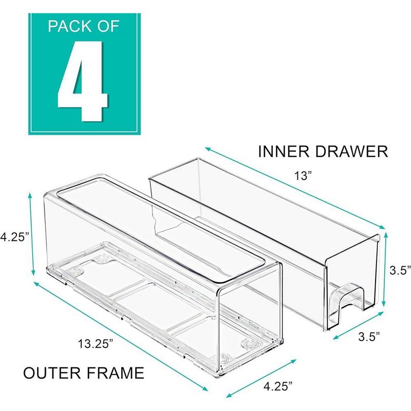 Sorbus 4 Pack Small Clear Stackable Pull-Out Drawers - Organization and Storage Containers for Kitchen, Pantry, Bathroom and More, 4 of 8