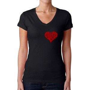 LA Pop Art All You Need is Love - Women's Word Art V-Neck T-Shirt - 1 of 4