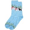 Memoi Women's Dog & Snowman Holiday Crew Socks Blue 9-11 - 4 of 4