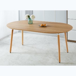 Extensible table,DINING TABLE,OFFICE TABLE,COFFEE TABLE,wood leg,MDF top,100/140/180x100x75cm,oak color - 1 of 1