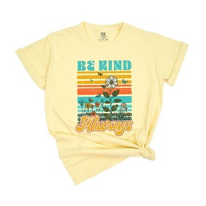 Simply Sage Market Women's Be Kind Always Flowers Short Sleeve Garment Dyed Tee - 1 of 3